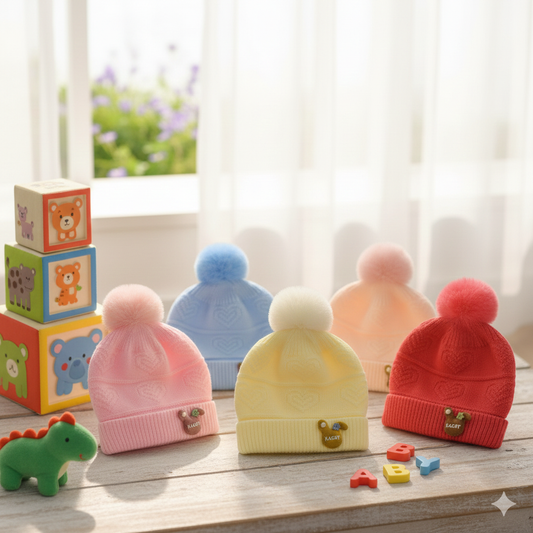 Cozy Baby Knit Pom-Pom Beanie Cap