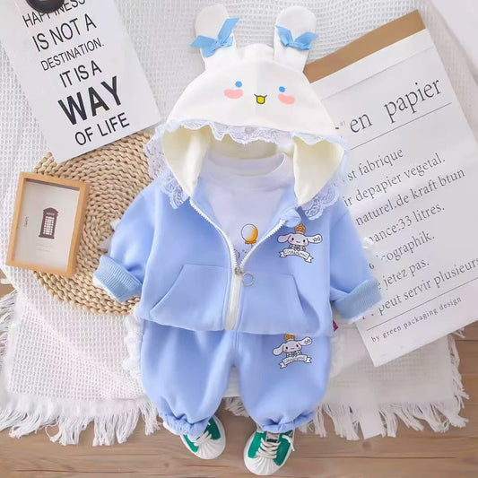 Baby Bunny Hoodie Suit – 3Pc Pink Outfit Set
